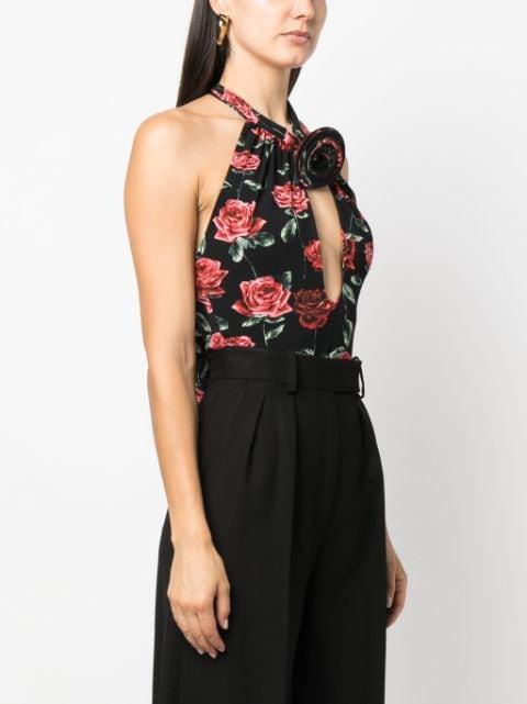 floral-print keyhole-neck bodysuit by MAGDA BUTRYM