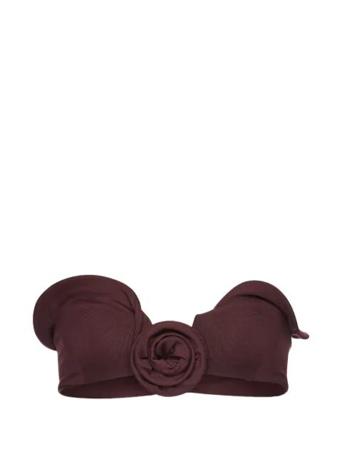 flower-appliqué bandeau bikini top by MAGDA BUTRYM