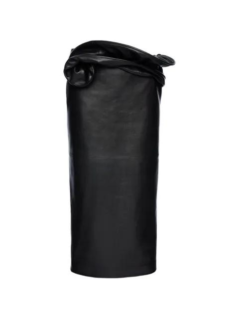 flower-detail leather midi skirt by MAGDA BUTRYM