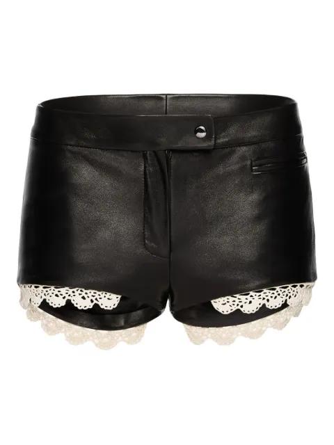 leather lace-trimmed shorts by MAGDA BUTRYM