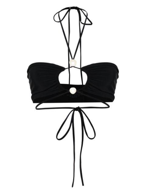 pearl-detailed bandeau bikini top by MAGDA BUTRYM