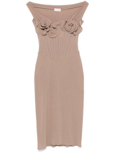 rose-appliqué corset midi dress by MAGDA BUTRYM