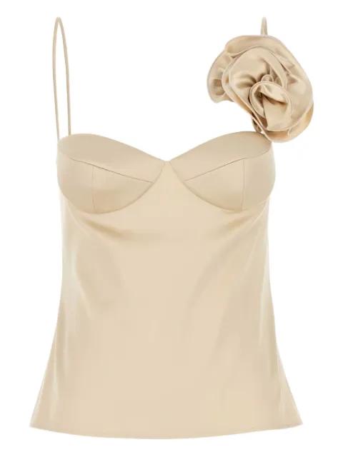 rose-appliqué satin top by MAGDA BUTRYM