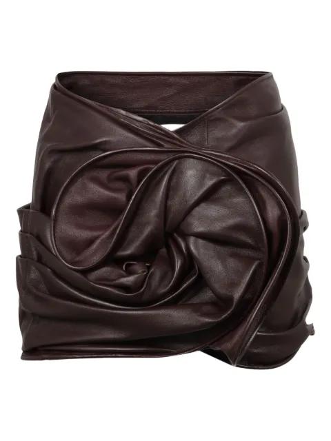 rose-draped leather mini skirt by MAGDA BUTRYM