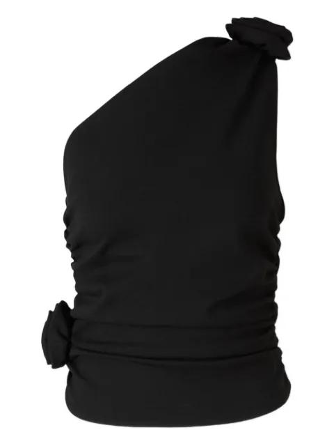rose-embellished one-shoulder top by MAGDA BUTRYM