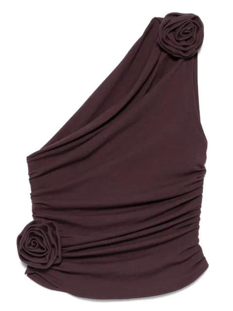 rose-embellished one-shoulder top by MAGDA BUTRYM