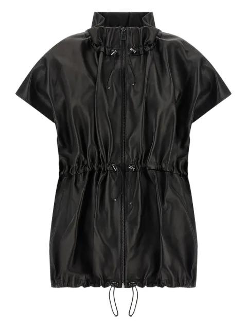 ruffled high-neck leather jacket by MAGDA BUTRYM