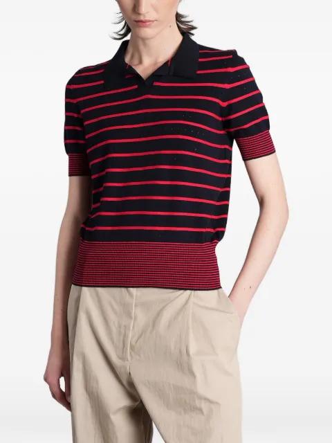 striped pointelle-knit polo shirt by MAGDA BUTRYM