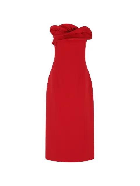 twisted strapless midi dress by MAGDA BUTRYM