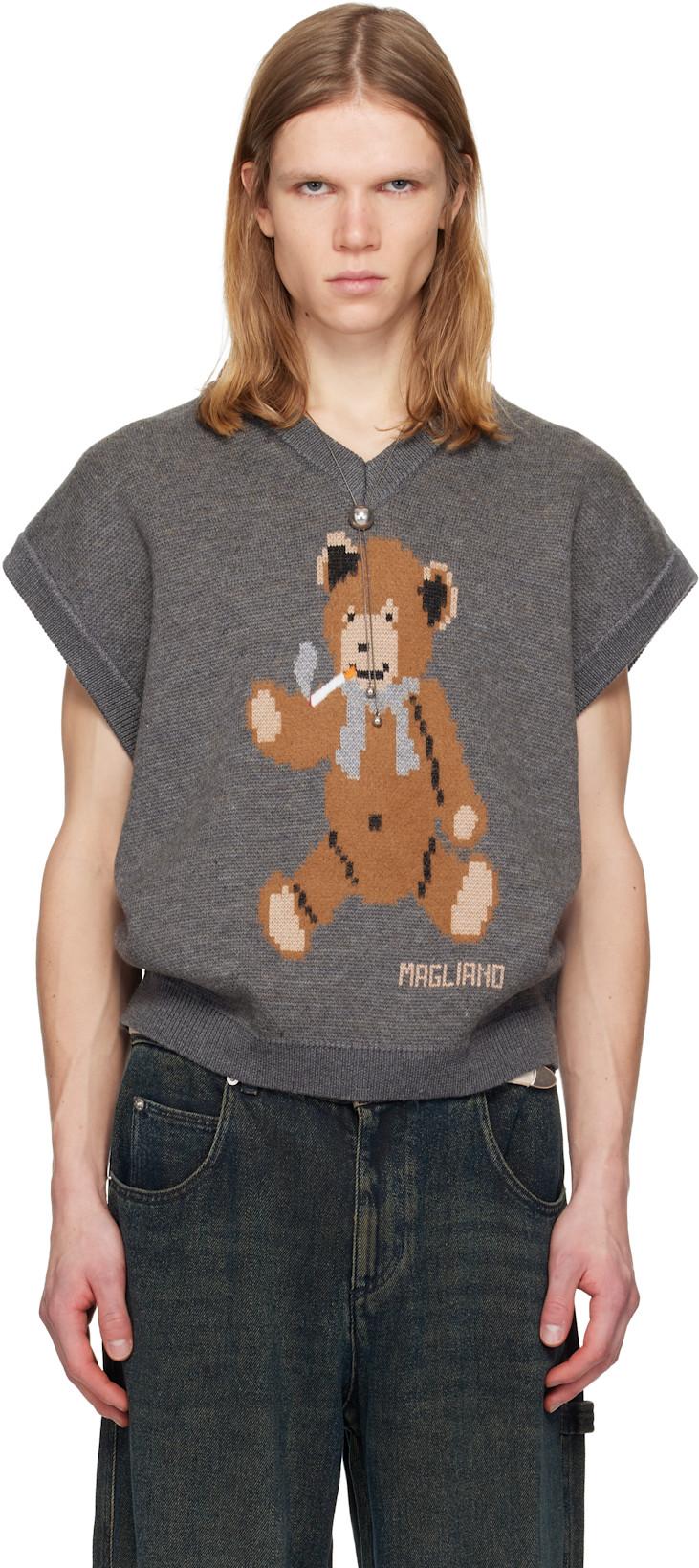 Gray Teddy Bear Vest by MAGLIANO