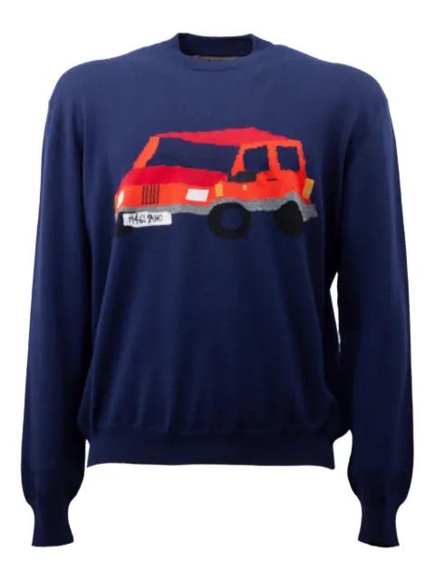 car-appliqué wool sweater by MAGLIANO