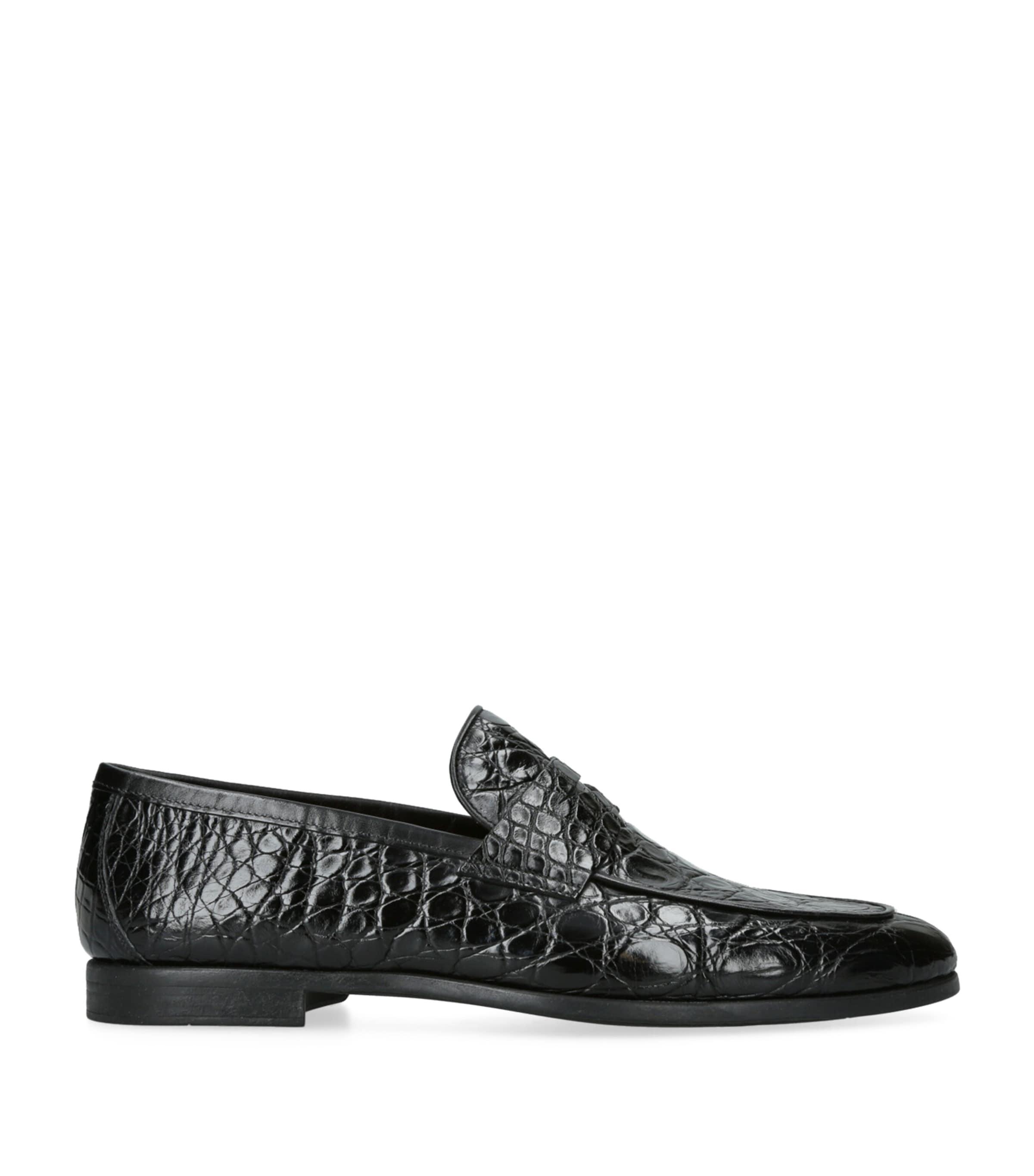 Magnanni Crocodile Leather Penny Loafers by MAGNANNI