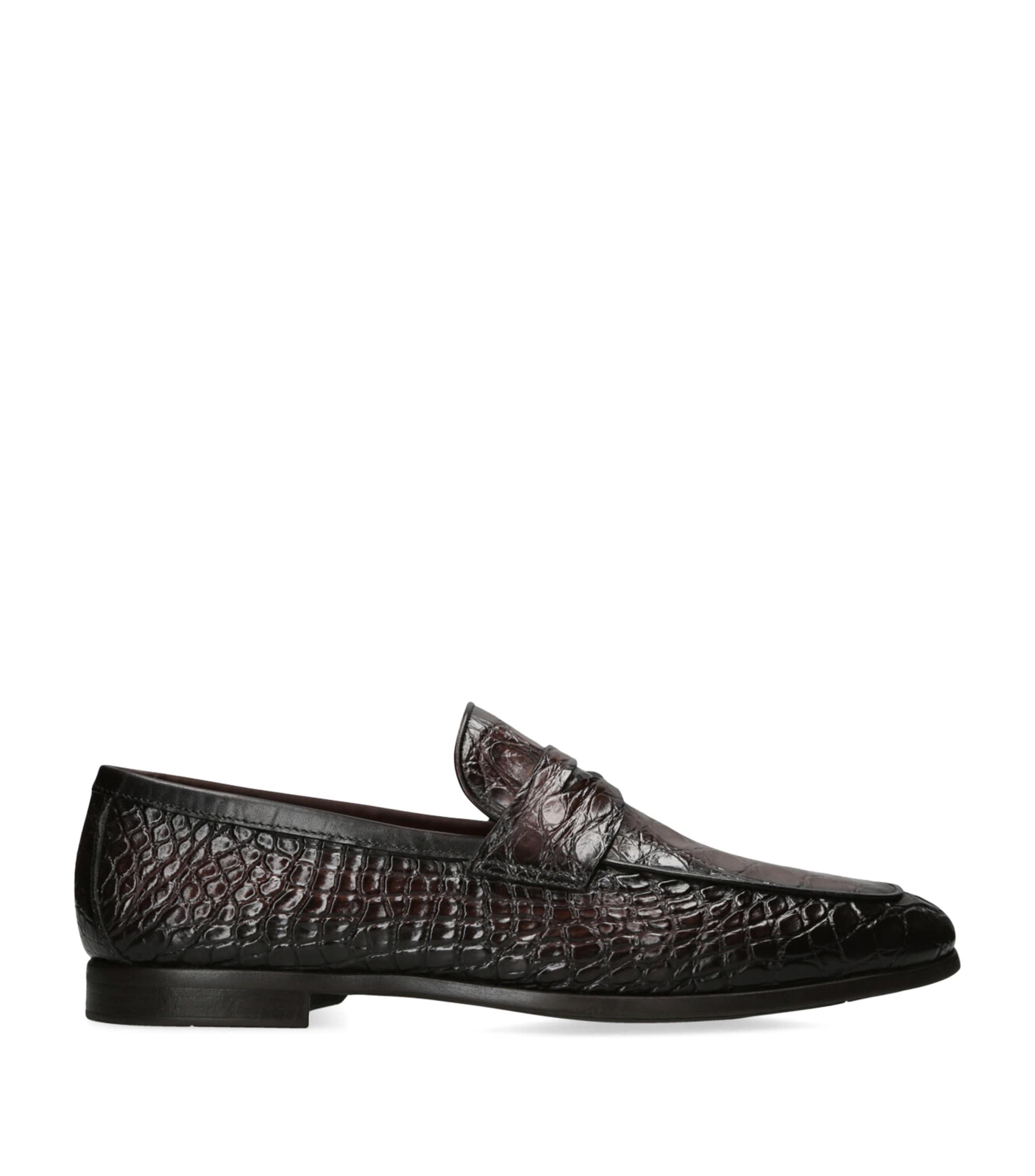 Magnanni Crocodile Leather Penny Loafers by MAGNANNI
