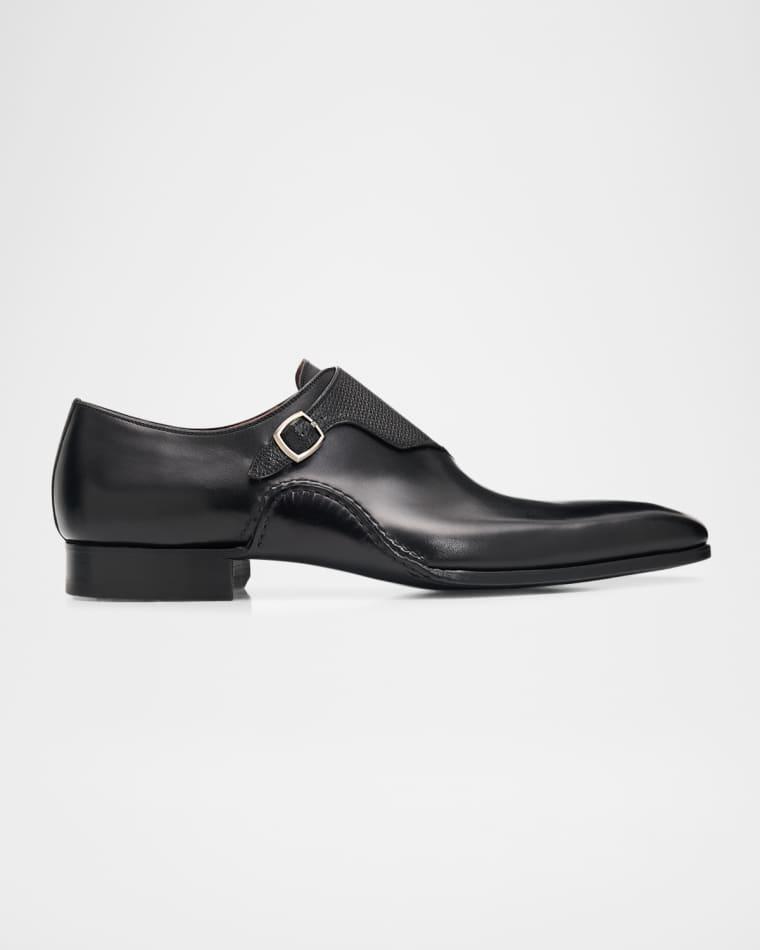 Men's Carver Leather Single-Monk Strap Loafers by MAGNANNI
