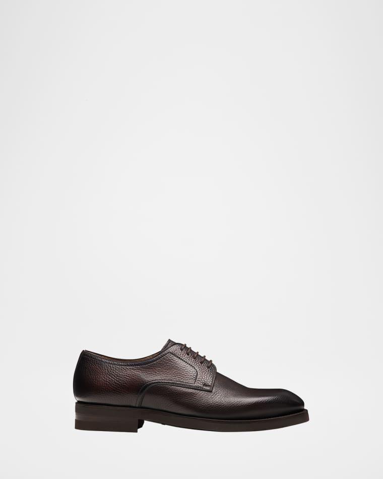 Men's Melich III Grained Leather Rubber-Sole Derby Shoes by MAGNANNI