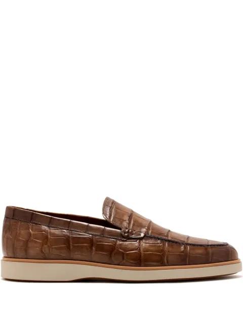 embossed crocodile leather loafers by MAGNANNI