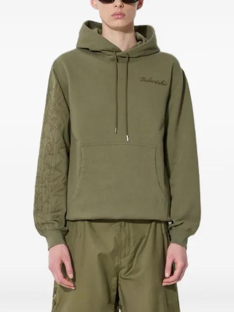 bamboo-sleeve embroidered hoodie by MAHARISHI