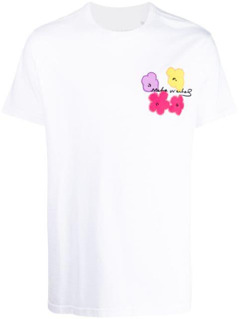 floral-embroidered organic-cotton T-shirt by MAHARISHI