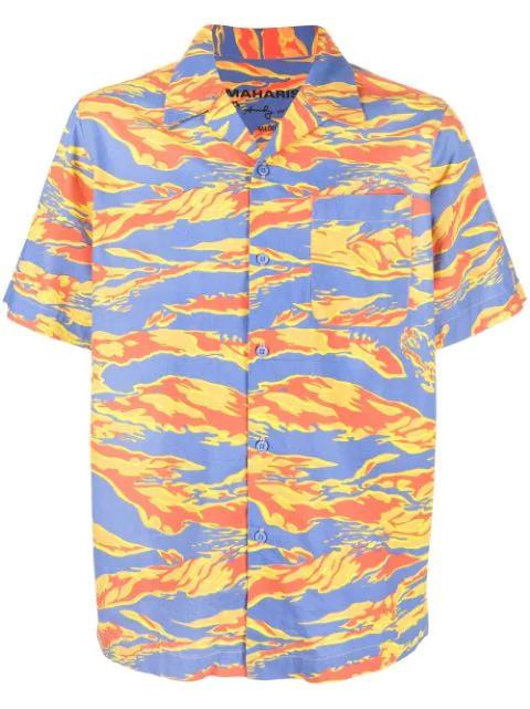 graphic-print camp-collar shirt by MAHARISHI