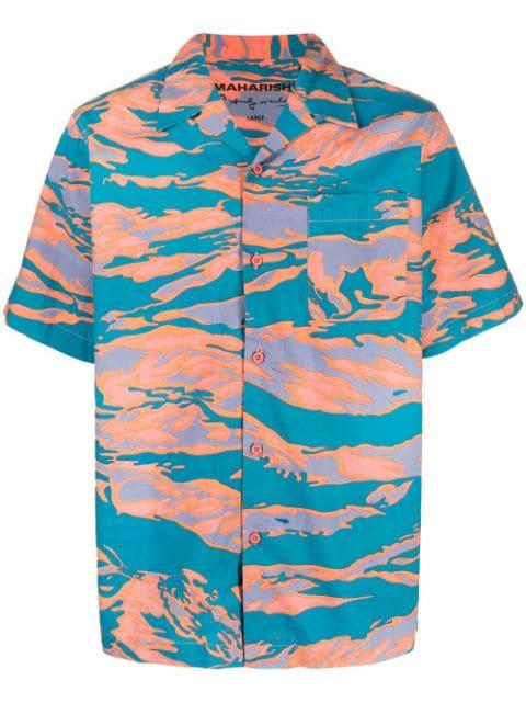graphic-print camp-collar shirt by MAHARISHI