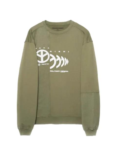logo-print panelled sweater by MAHARISHI