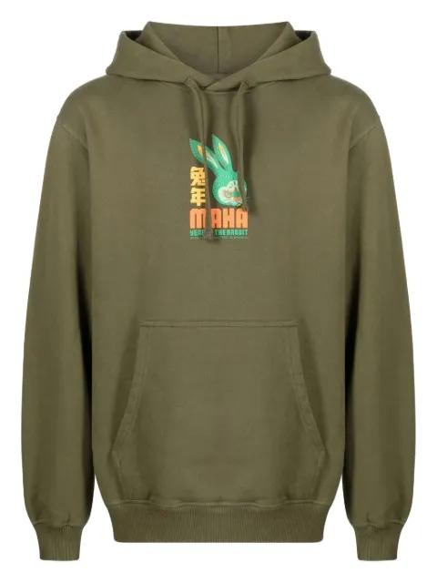 rabbit-print cotton hoodie by MAHARISHI