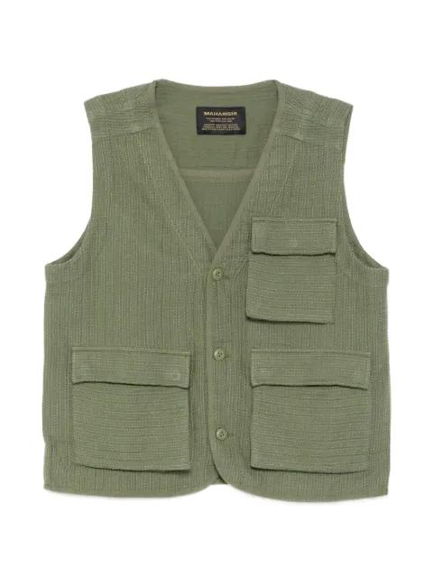 textured multi-pocket gilets by MAHARISHI