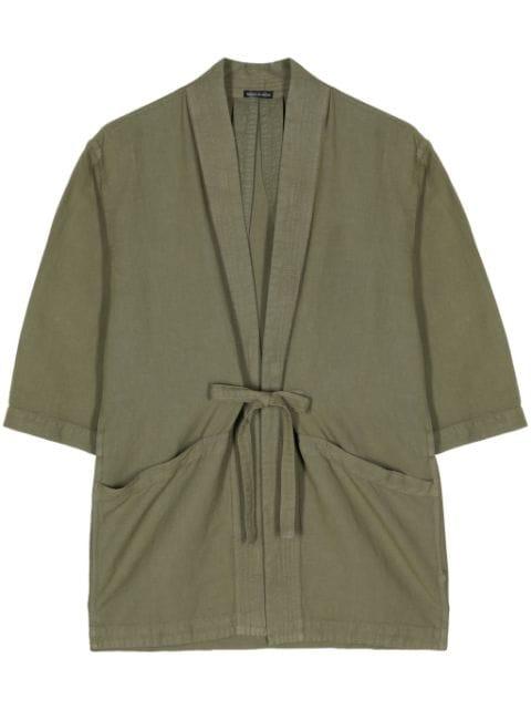 tie-fastening cotton-hemp jacket by MAHARISHI