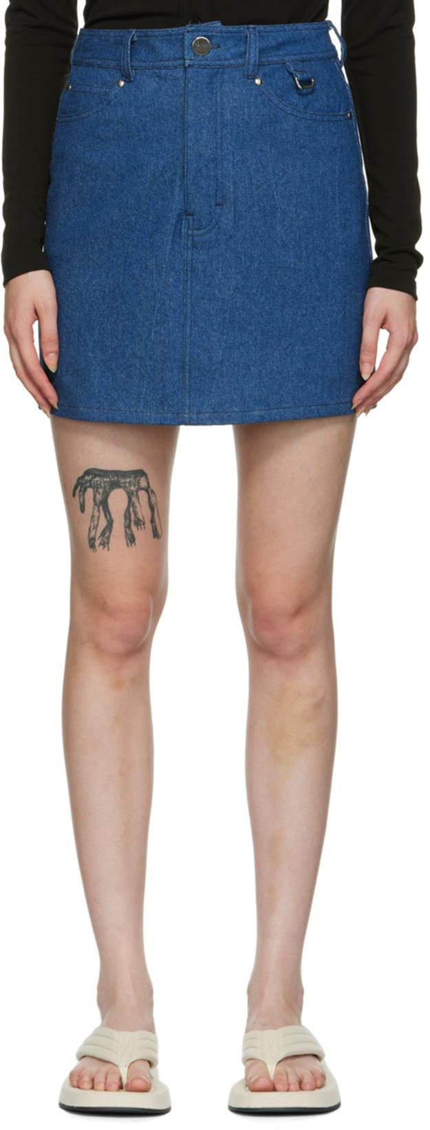 SSENSE Exclusive Indigo Lindsey Miniskirt by MAIDEN NAME