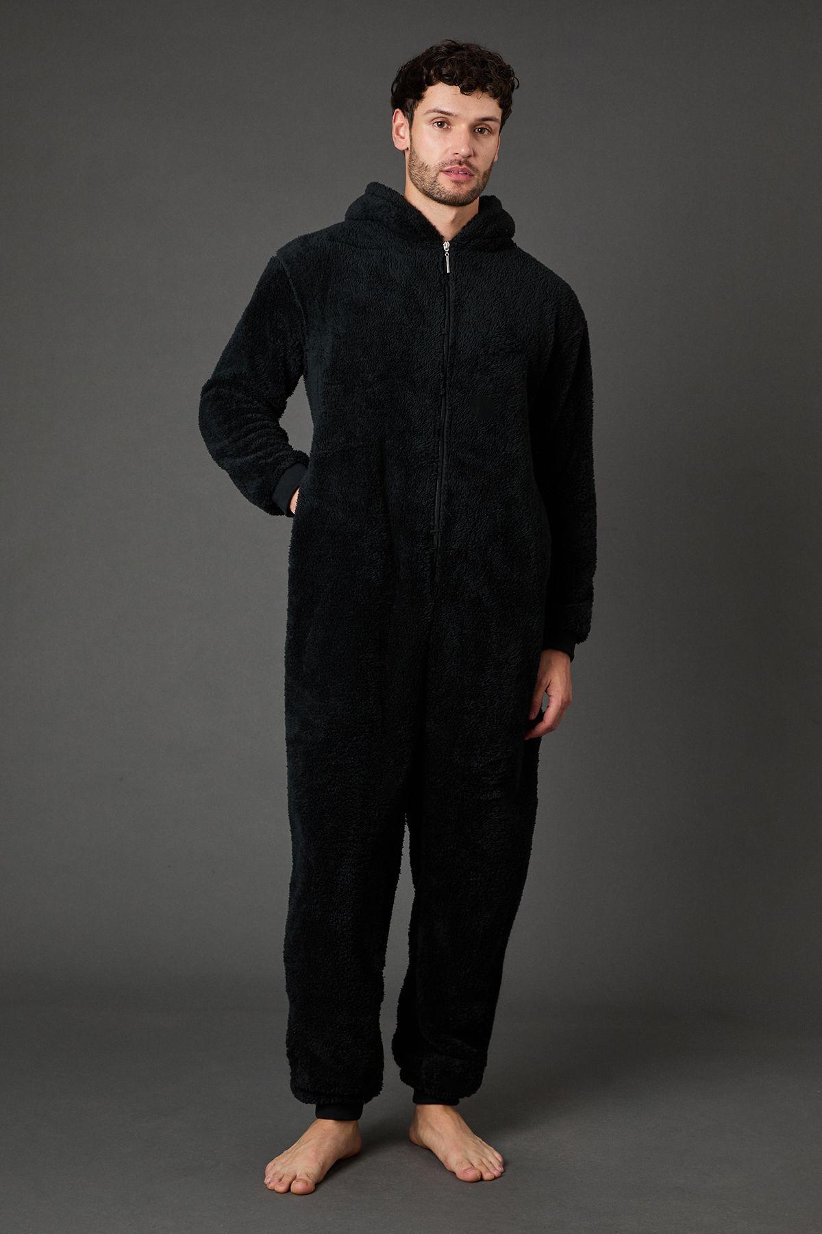 Black Sherpa Hooded Onesie by MAINE