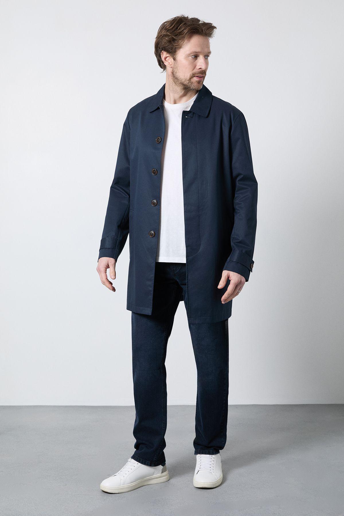 Blue Black Mid Premium Stretch Straight Fit by MAINE