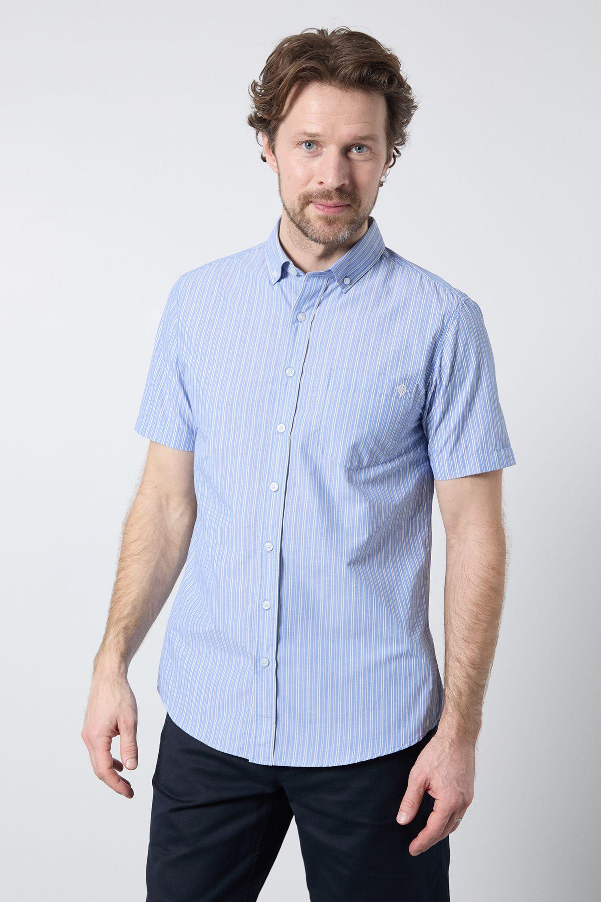Blue Stripe Short Sleeve Shirt by MAINE