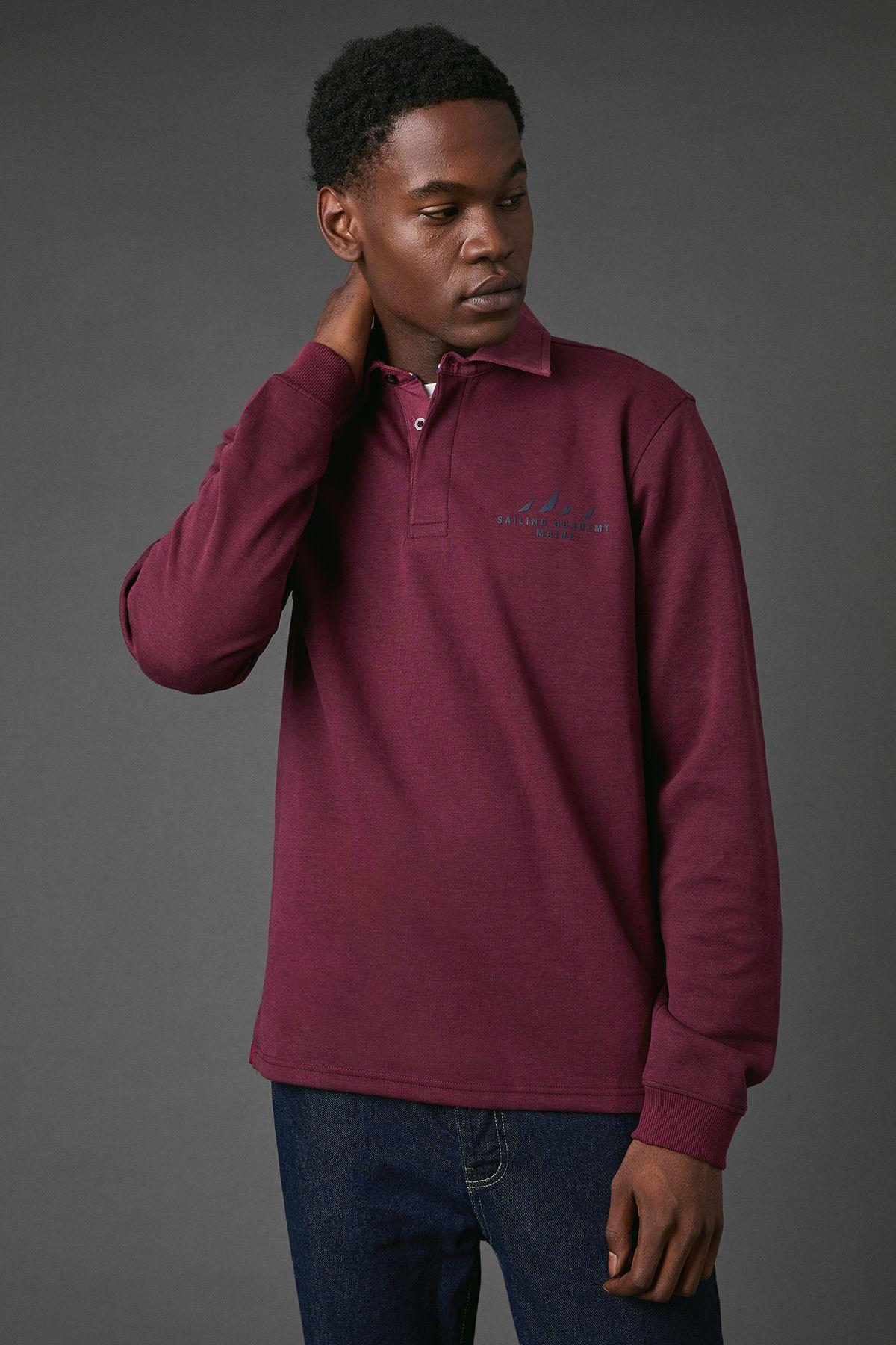 Burgundy Sailing Academy Rugby Top by MAINE