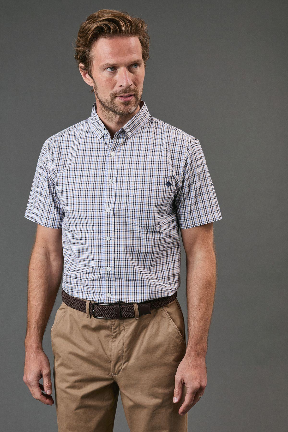 Chocolate Heritage Check Short Sleeve Shirt by MAINE