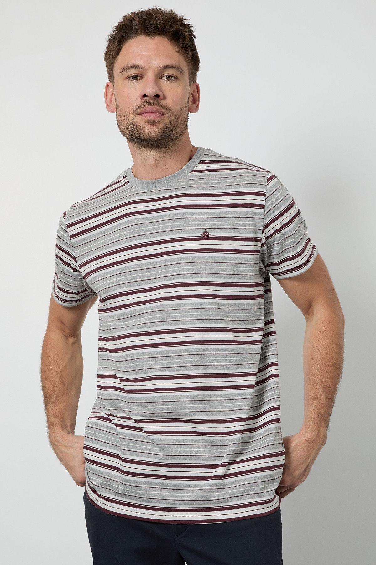 Grey Heritage Stripe T-Shirt by MAINE