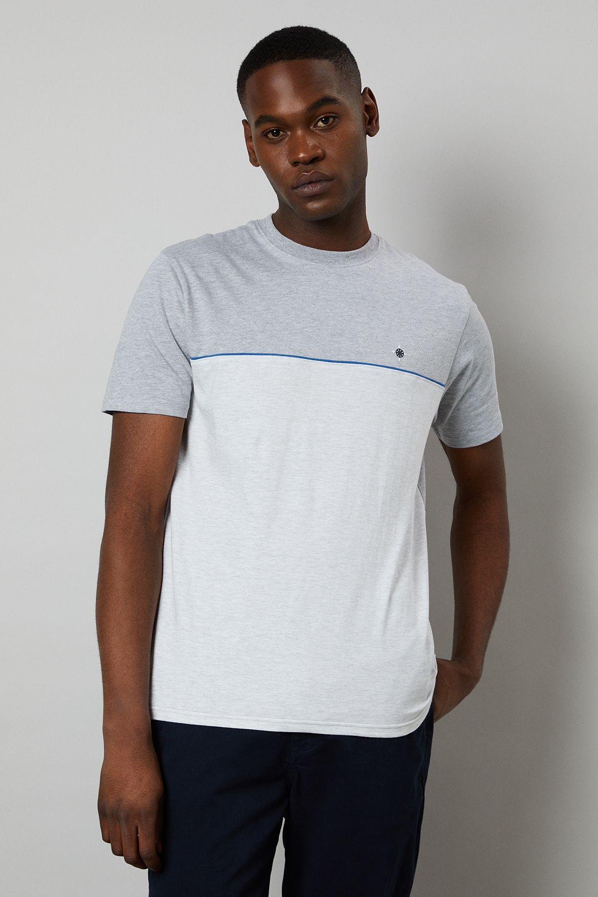 Grey Lewiston Colourblock T-shirt by MAINE