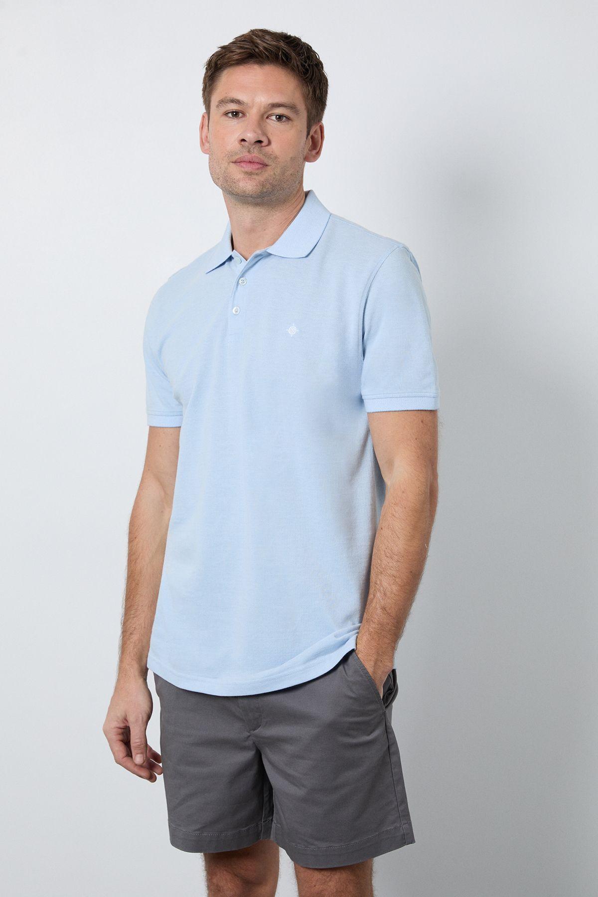 Light Blue Birdseye Polo Shirt by MAINE