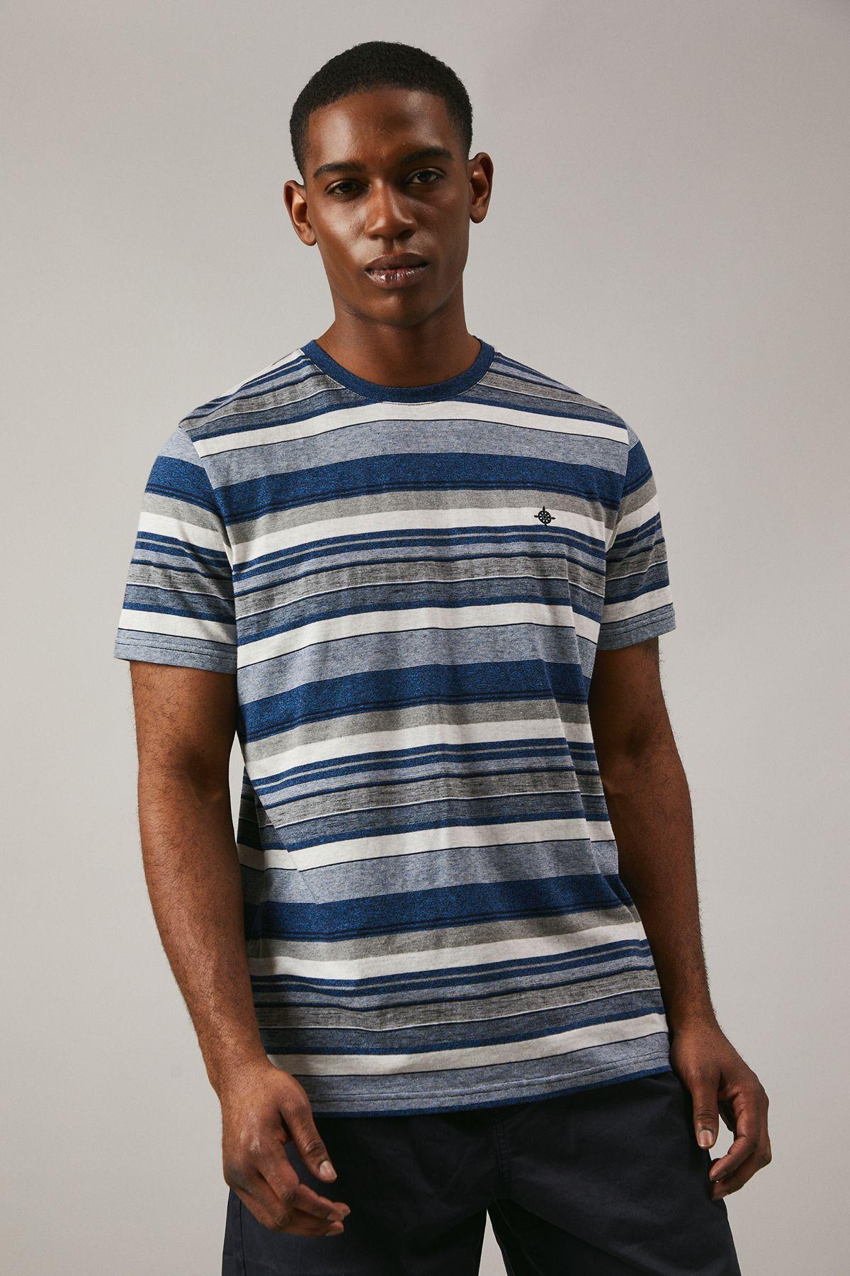 Navy Denver Stripe T-shirt by MAINE