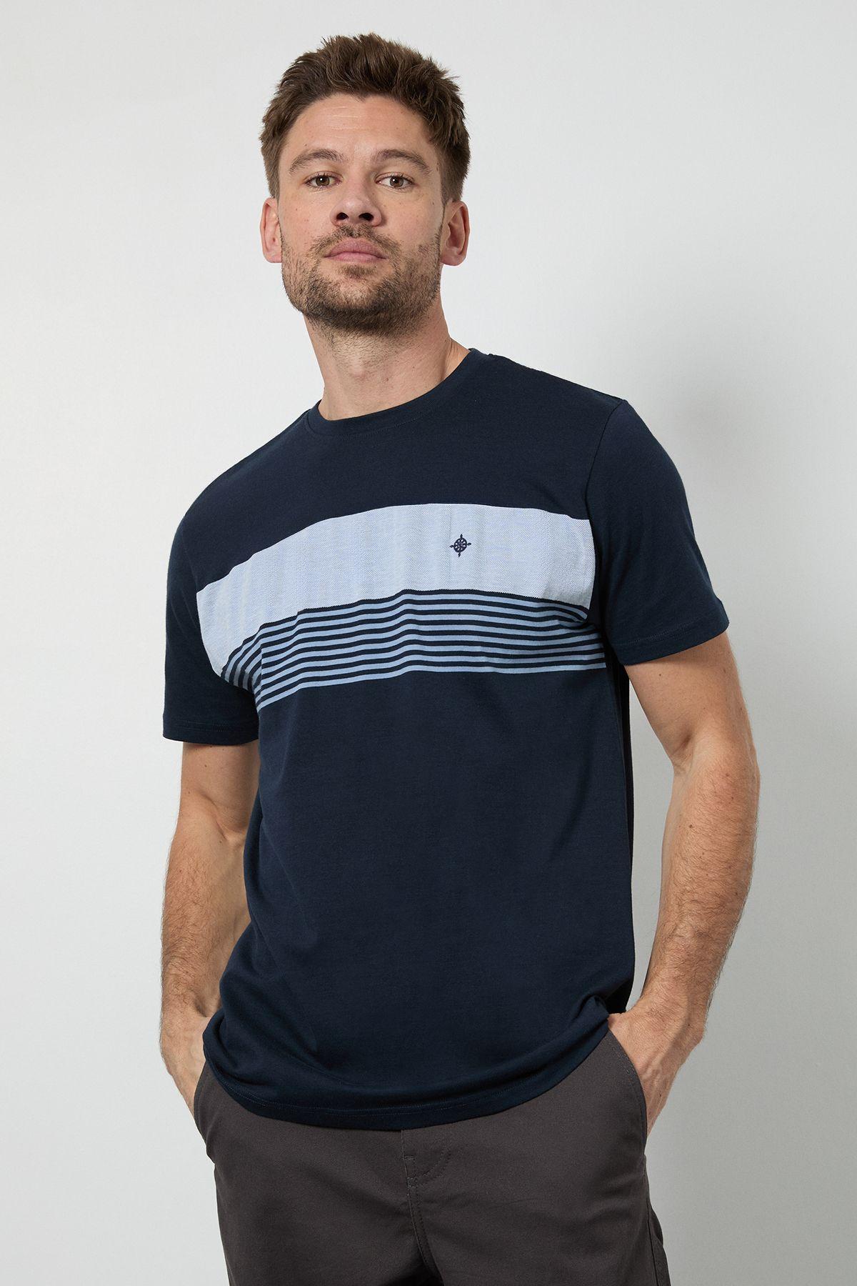 Navy Engineered Stripe T-shirt by MAINE