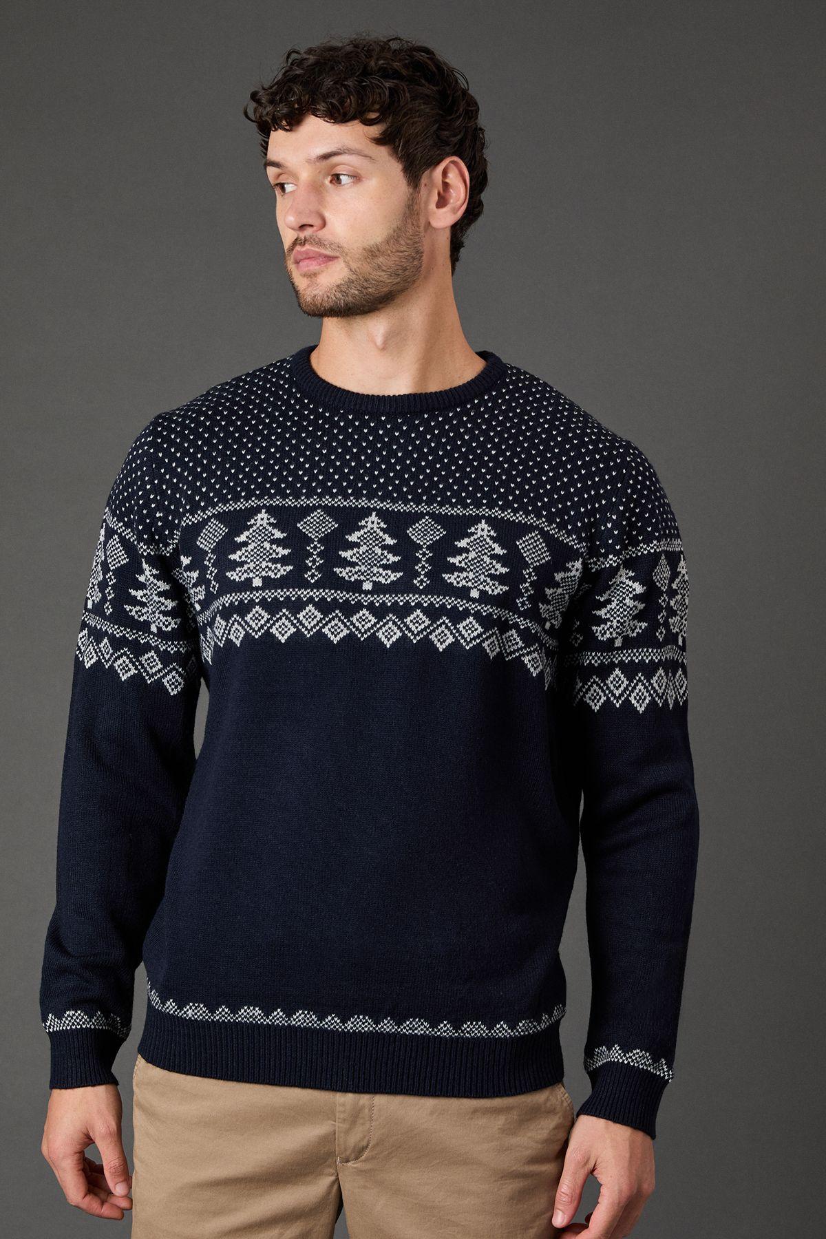 Navy Knitted Christmas Jumper by MAINE Navy Knitted Christmas Jumper by MAINE