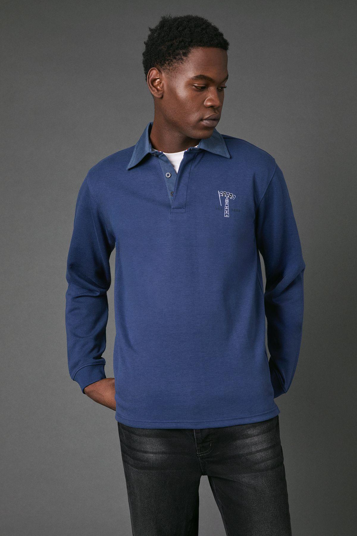 Navy Lighthouse Rugby Top by MAINE