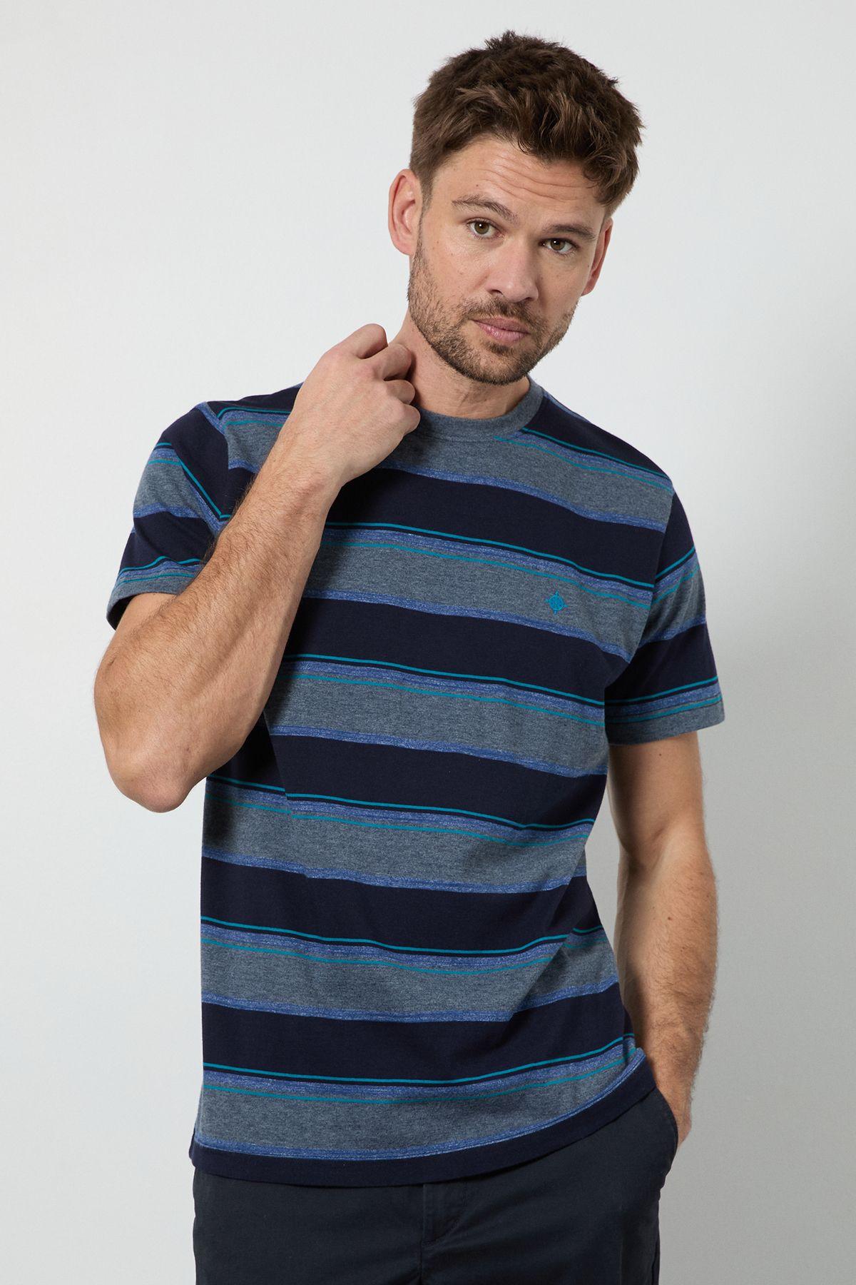 Navy Multi Stripe T-shirt by MAINE