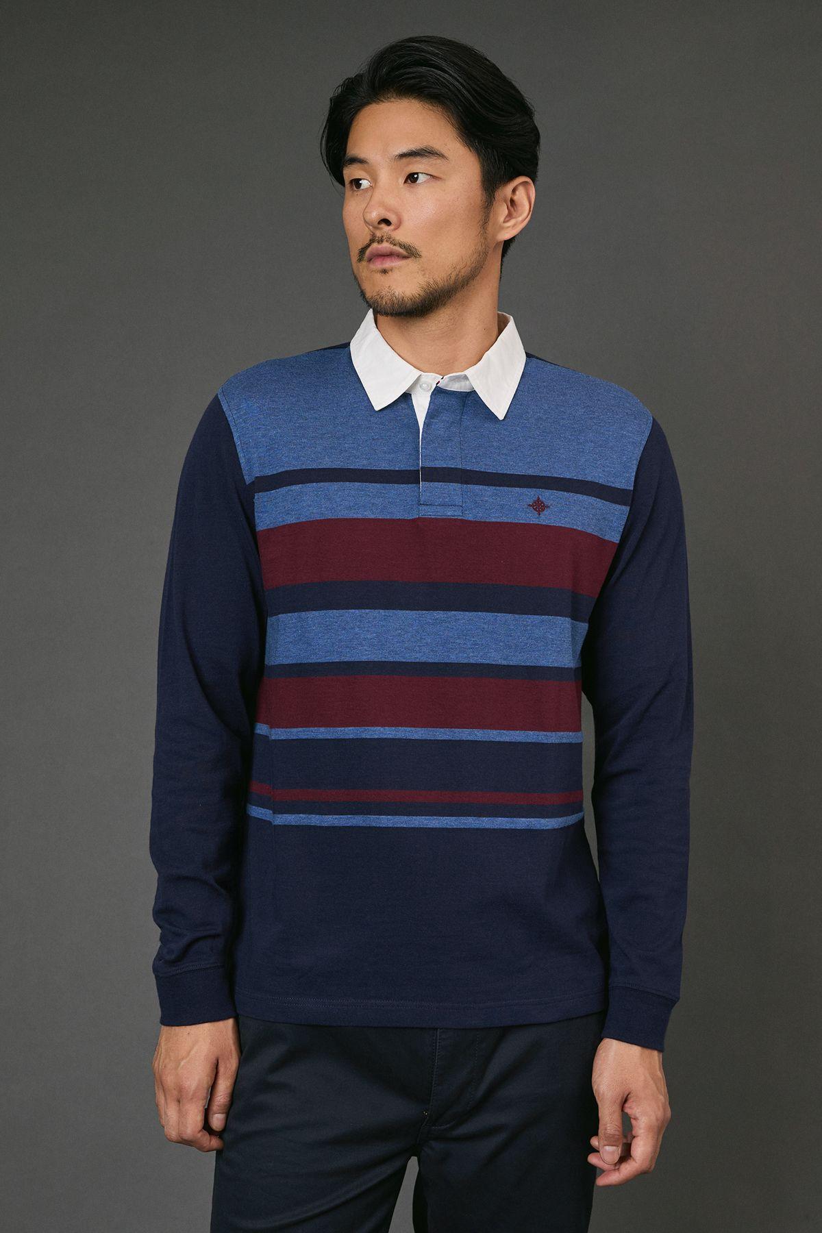 Navy Stripe Rugby Shirt by MAINE