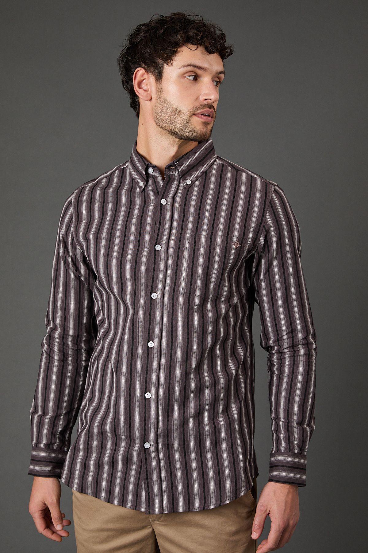 Purple Stripe Long Sleeve Shirt by MAINE