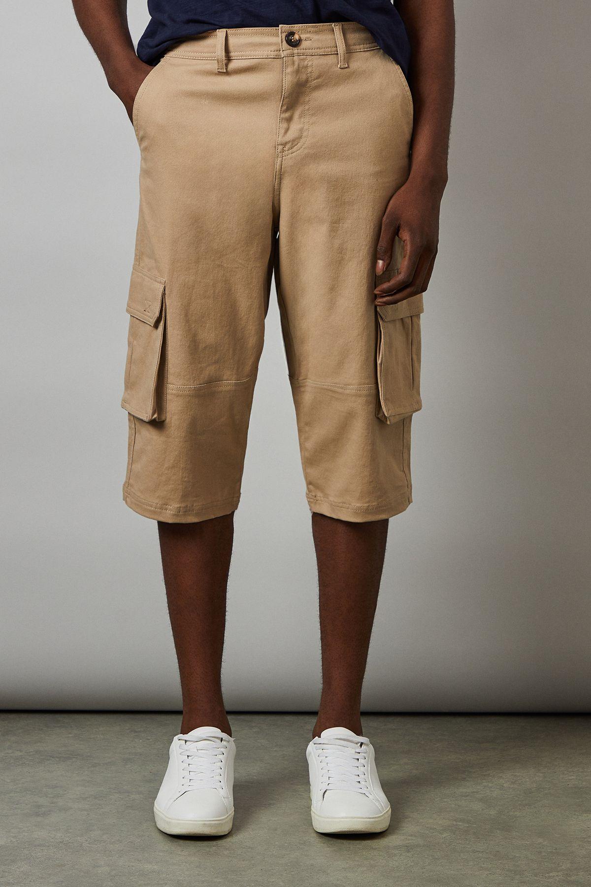Stone 3/4 Cotton Cargo Shorts by MAINE