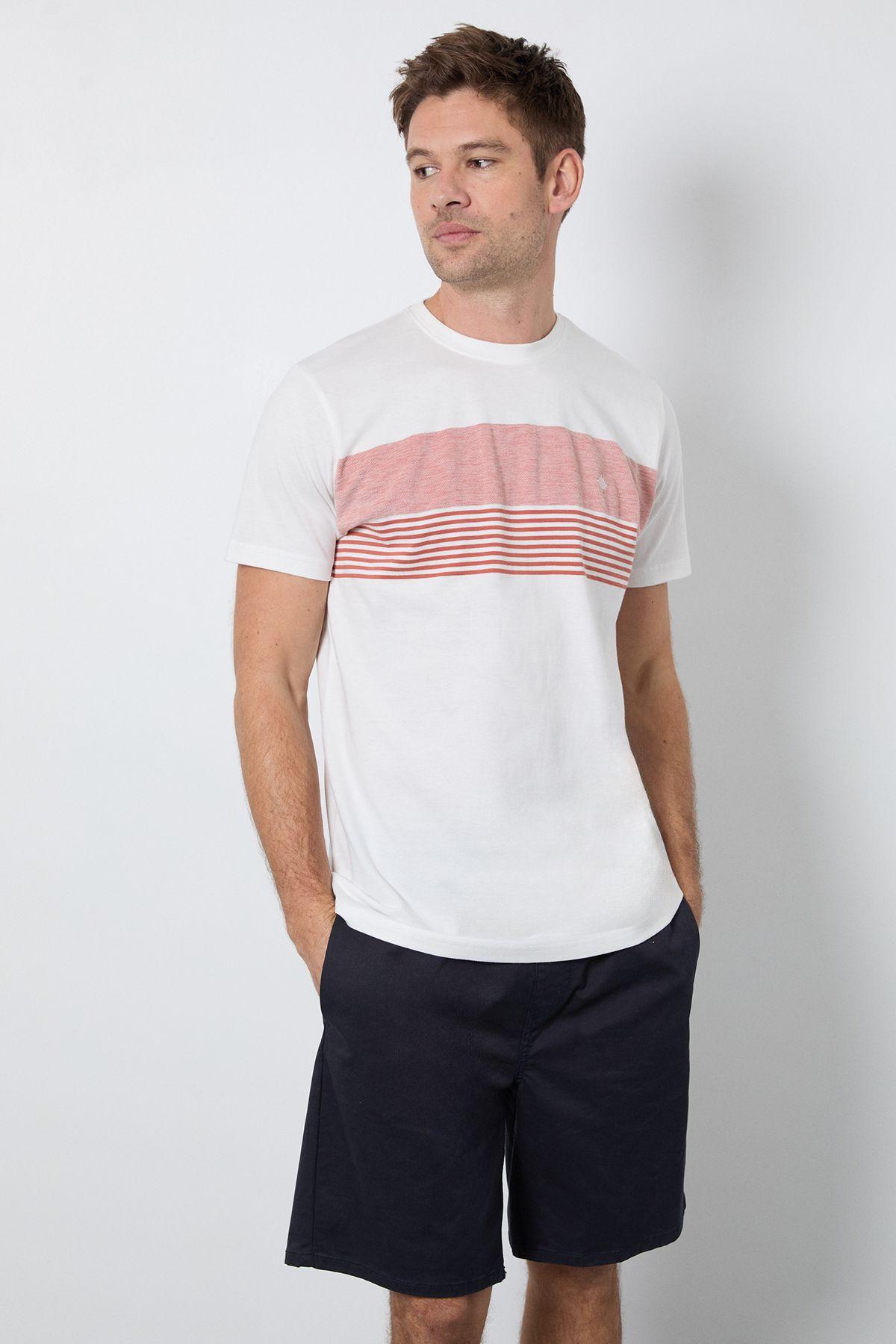 White Engineered Stripe T-shirt by MAINE