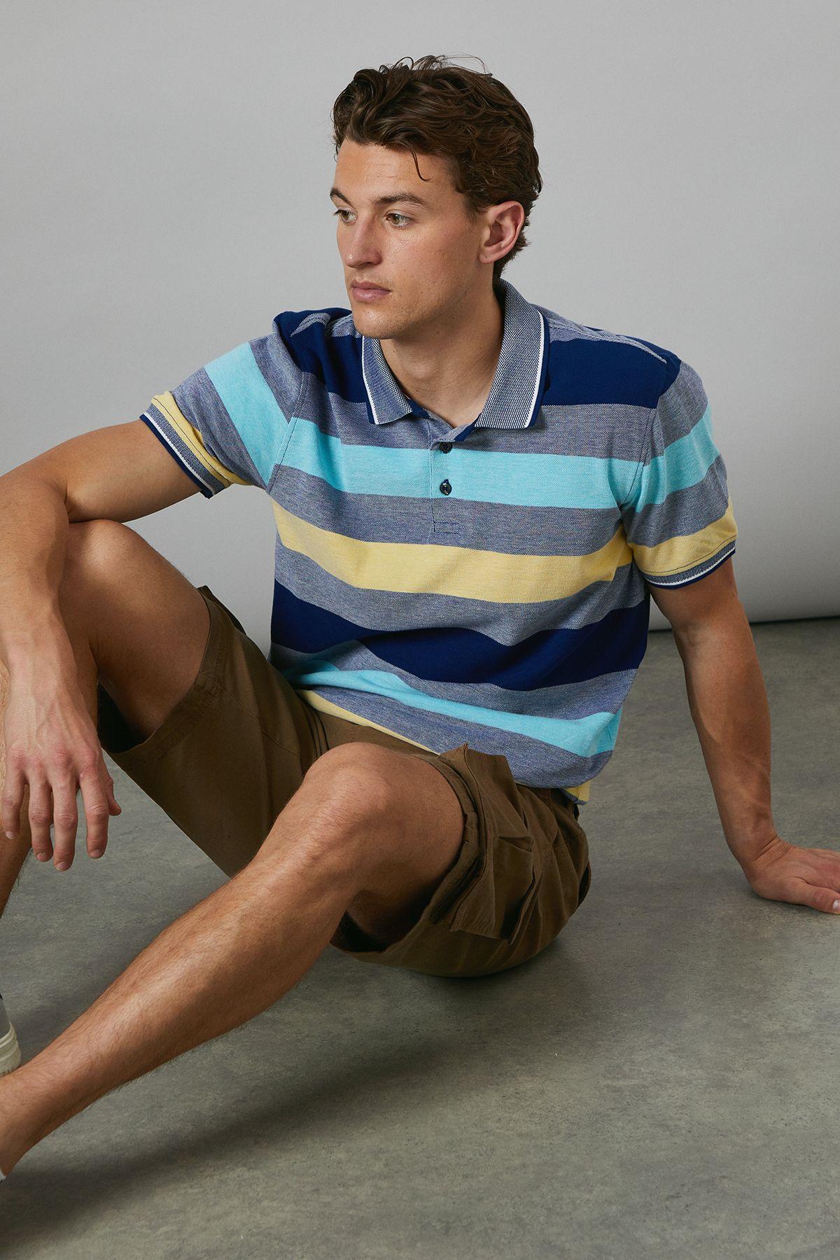 Yellow Barbados Stripe Polo Shirt by MAINE