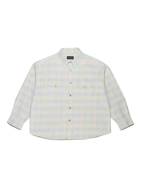 flap pockets plaid shirt by MAINLESS