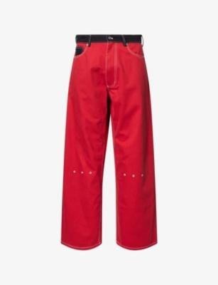 Embroidered-Eyelet Wide-Leg Denim Jeans by MAINS
