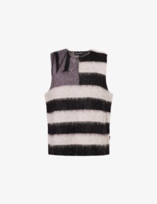 Striped Crewneck Wool-Blend Vest by MAINS